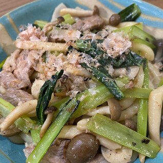 豚肉と小松菜の焼きうどん